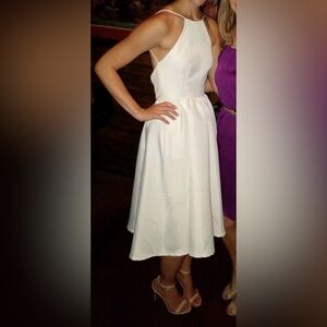 Lulu’s White midi A-Line Open Back Dress Size XS